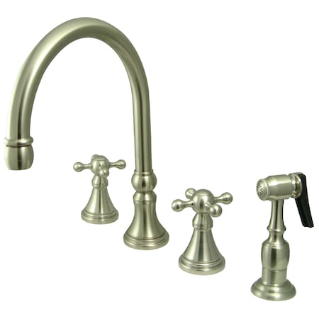 Kingston Brass Widespread Kitchen Faucet, Brushed Nickel KS2798KXBS
